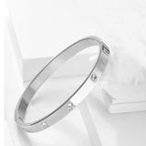Titanium Steel Zircon 4mm 6mm Couple Bangle Men Women