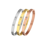 Titanium Steel Zircon 4mm 6mm Couple Bangle Men Women