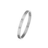 Titanium Steel Zircon 4mm 6mm Couple Bangle Men Women