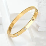 Titanium Steel Zircon 4mm 6mm Couple Bangle Men Women