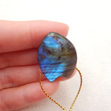 Labradorite Wolf Head Pendant Bead 28x23x10mm 8g