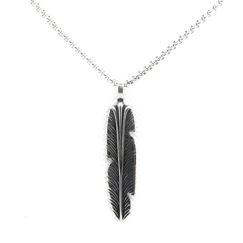 Dropship Feather Pendant 316L Stainless Steel Street Jewelry