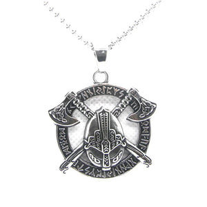 Double Axes Mask Pendant Stainless Steel Jewelry