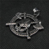 Double Axes Mask Pendant Stainless Steel Jewelry