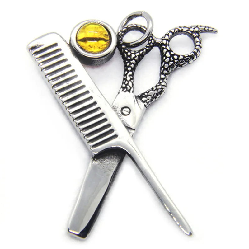 Hairdressing Scissors Pendant Stainless Steel Jewelry