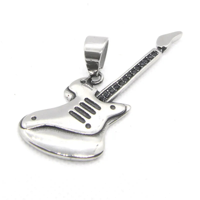 Rock Roll Style Guitar Pendant Stainless Steel Jewelry Punk Pendant