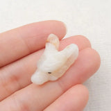 Handcarved Wolf Head Natural Yellow Opal Pendant Bead 25x17x10mm 3g