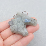 Carved Horse Head Labradorite Necklace Pendant DIY Jewelry