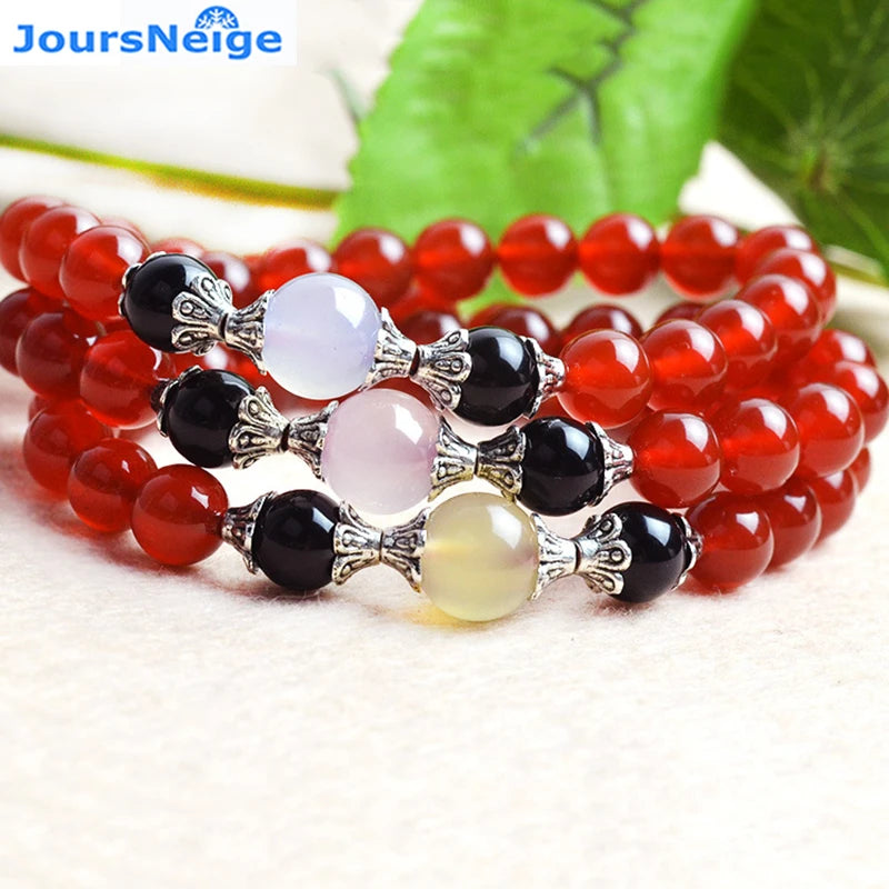 Natural Red Crystal Bracelet 6mm Beads Multi-color Women's Jewelry