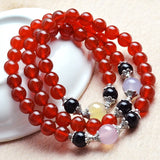 Natural Red Crystal Bracelet 6mm Beads Multi-color Women's Jewelry