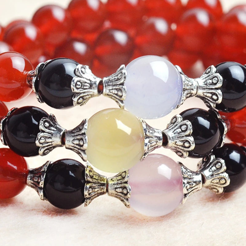 Natural Red Crystal Bracelet 6mm Beads Multi-color Women's Jewelry