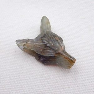 Labradorite Wolf Head Necklace Pendant 32x24x12mm