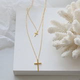 Supretu Double Layered Cross Pendant Necklace