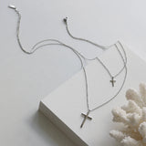 Supretu Double Layered Cross Pendant Necklace
