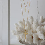 Supretu Double Layered Cross Pendant Necklace
