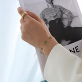 Green Cubic Zirconia Pendant Bracelet CZ Metal Square Wristband