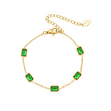 Green Cubic Zirconia Pendant Bracelet CZ Metal Square Wristband