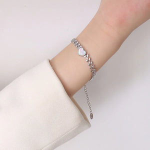 Supretu Shells Heart/Round Bracelet Titanium Steel Plated 18K Wristband Women