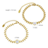 Supretu Shells Heart/Round Bracelet Titanium Steel Plated 18K Wristband Women