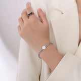 Supretu Shells Heart/Round Bracelet Titanium Steel Plated 18K Wristband Women