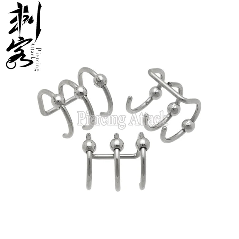 20pcs Surgical Steel Double Hoop Cartilage Clip On Ear Jewelry