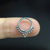 Surgical Steel Nose Ring Opal Stone High Segment Ring Small Septum Piercing