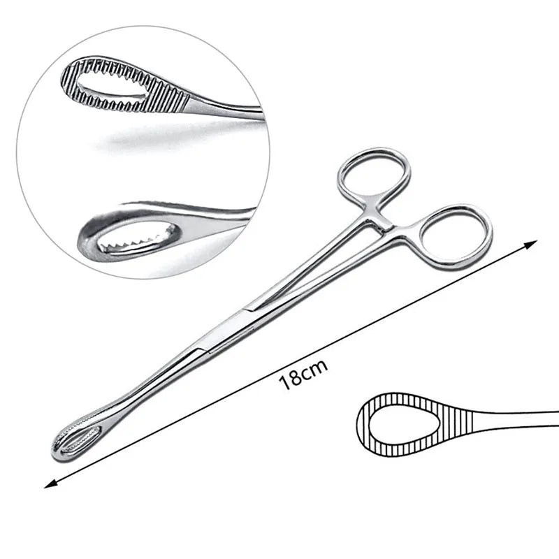 Surgical Steel Needle Ball Clamp Plier Tweezers Piercing Tool