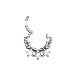 Surgical Steel Nose Ring Pentagram Zircon Clicker Hoop Body Piercing