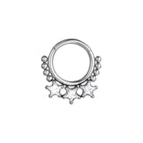 Surgical Steel Nose Ring Pentagram Zircon Clicker Hoop Body Piercing