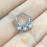 Surgical Steel Nose Ring Pentagram Zircon Clicker Hoop Body Piercing