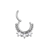 Surgical Steel Nose Ring Pentagram Zircon Clicker Hoop Body Piercing