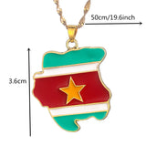 Suriname Map Flag Necklaces Sranan Charms Pendant Sarnam Jewelry