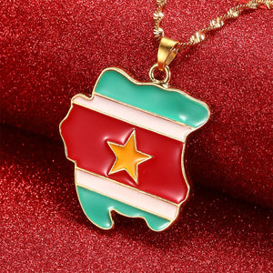 Suriname Map Flag Necklaces Sranan Charms Pendant Sarnam Jewelry