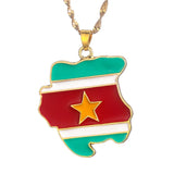 Suriname Map Flag Necklaces Sranan Charms Pendant Sarnam Jewelry