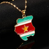 Suriname Map Flag Necklaces Sranan Charms Pendant Sarnam Jewelry