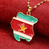 Suriname Map Flag Necklaces Sranan Charms Pendant Sarnam Jewelry