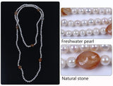 Sweater Chain Accessories, Super Natural Stone Long Pearl Necklace