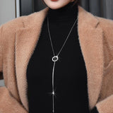 Crystal Zircon Sweater Chain Necklace for Women