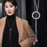 Crystal Zircon Sweater Chain Necklace for Women