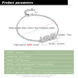925 Silver Love Bracelet Zircon Fine Jewelry Gift