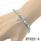 4mm Bead Crystals Bracelet Anklet Heart Pendant Alloy Accessories
