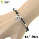 4mm Bead Crystals Bracelet Anklet Heart Pendant Alloy Accessories