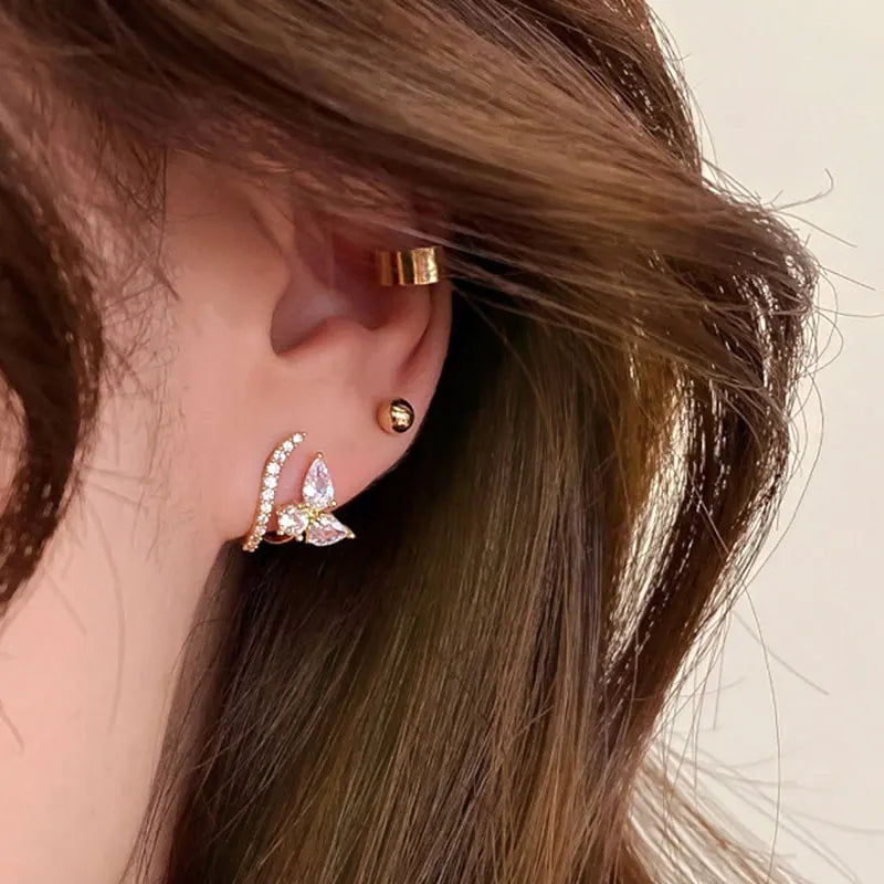 925 Silver Flower Stud Earrings Women Wedding Jewelry Accessories Gift