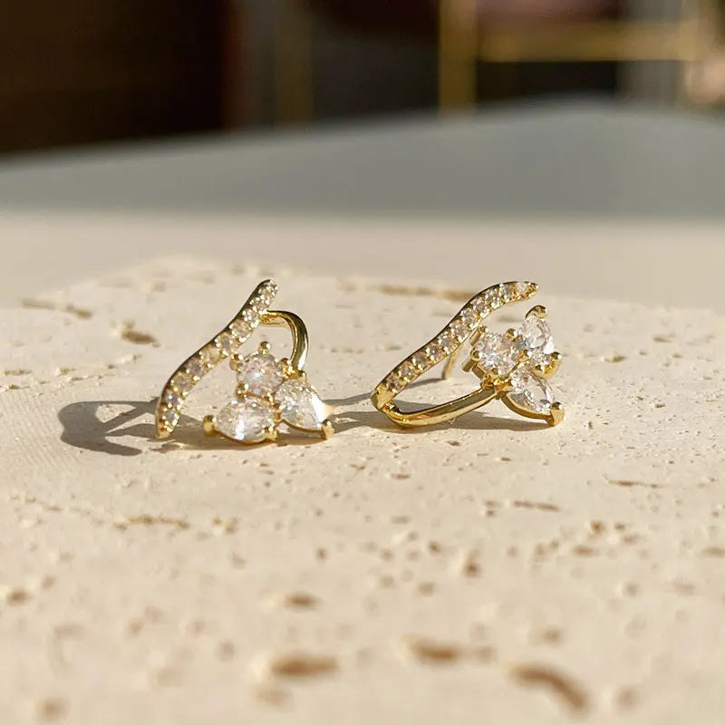 925 Silver Flower Stud Earrings Women Wedding Jewelry Accessories Gift