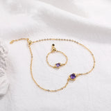 925 Silver Bracelet Purple Heart Zircon Pendant Girl Women Jewelry Gift