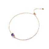 925 Silver Bracelet Purple Heart Zircon Pendant Girl Women Jewelry Gift
