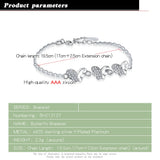 925 Silver Butterfly Bracelet Zircon Lady Birthday Gift