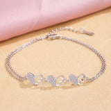 925 Silver Butterfly Bracelet Zircon Lady Birthday Gift