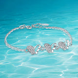925 Silver Butterfly Bracelet Zircon Lady Birthday Gift