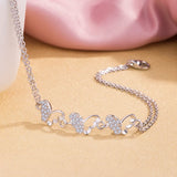 925 Silver Butterfly Bracelet Zircon Lady Birthday Gift